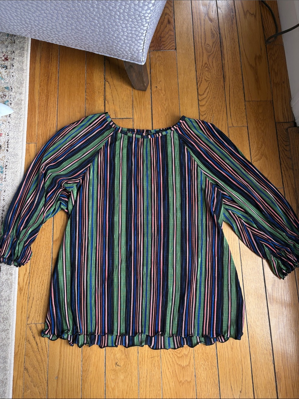 Halogen Plisse Multicolor Striped Blouse